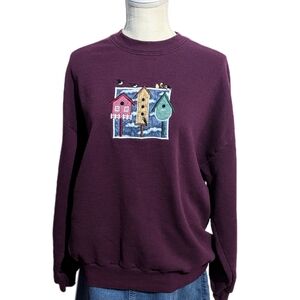 Vintage Top Stitch Bird House Sweatshirt Vintage Grandma Crewneck Sweatshirt